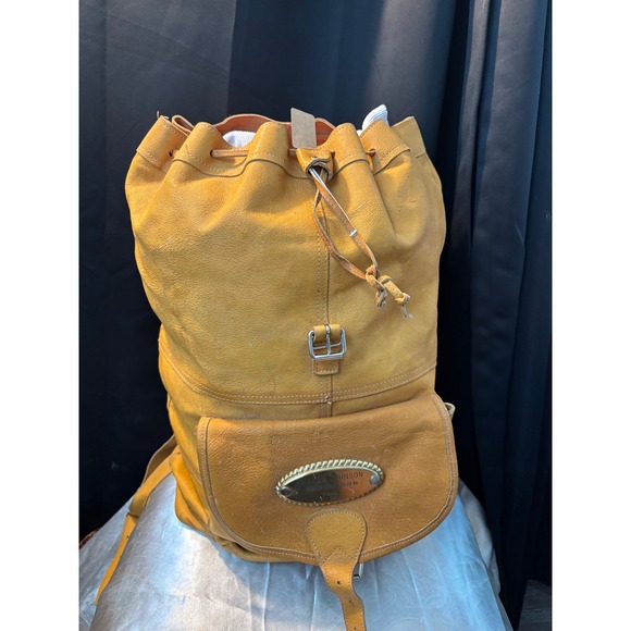 Vintage Amanda Johnson Yellow Leather Backpack Helsinki 1999 Commemorative Bag main image 8